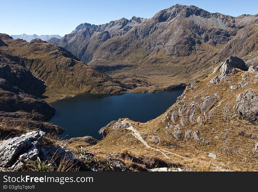 Overlooking Lake Harris from Conical Hill - Routeburn Track, New Zealand. Overlooking Lake Harris from Conical Hill - Routeburn Track, New Zealand