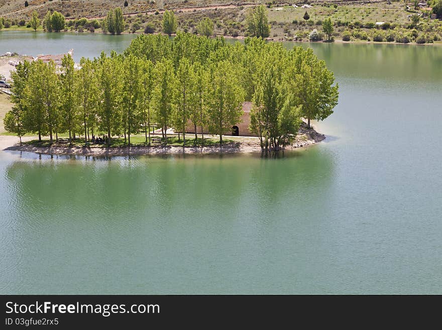 Small islet in a river basin. Small islet in a river basin