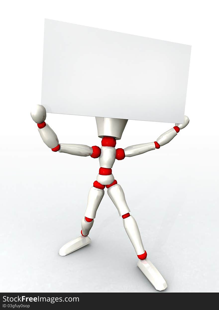 Mannequin illustration in white color teaching a poster. Mannequin illustration in white color teaching a poster