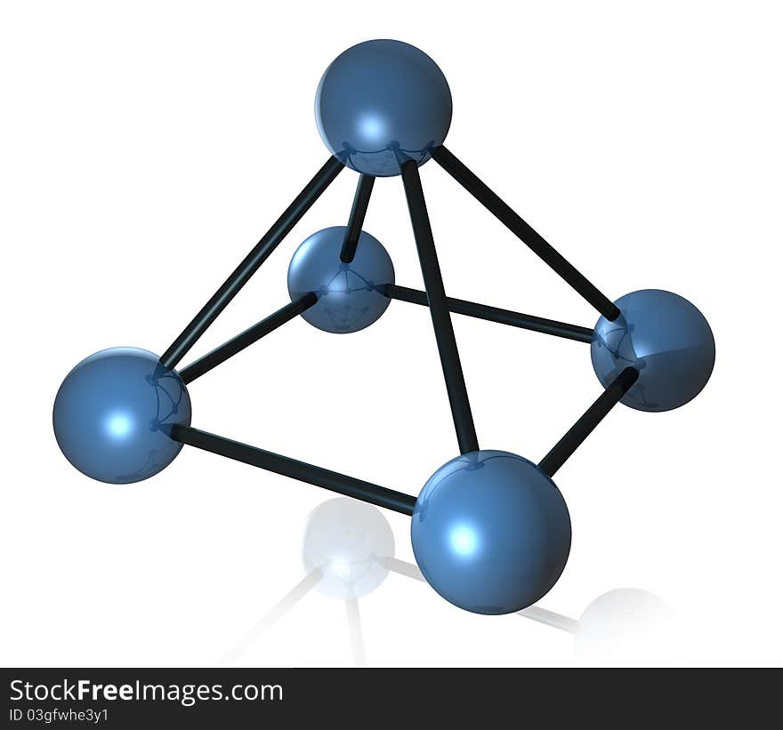 Illustration of connected atoms in blue colors. Illustration of connected atoms in blue colors