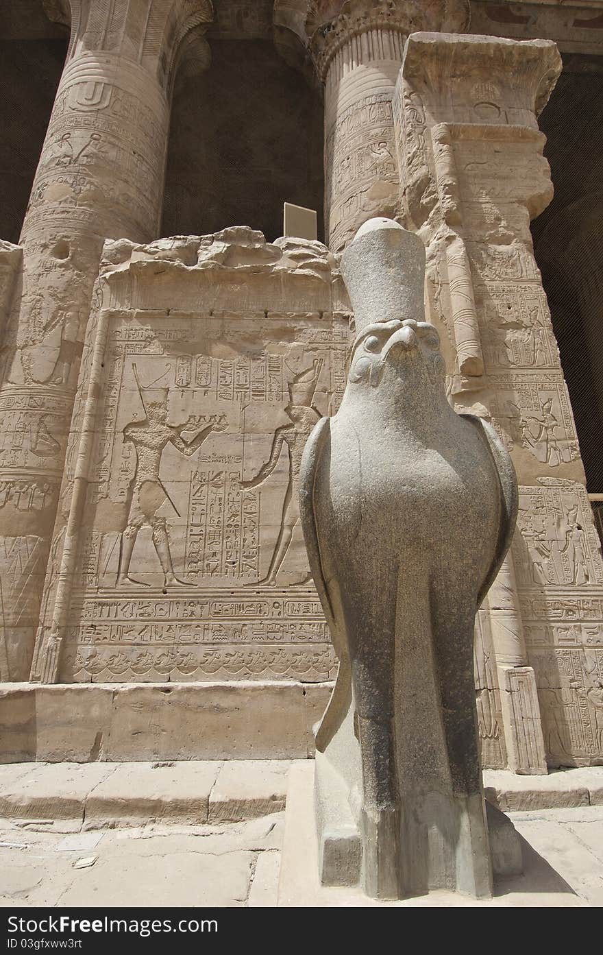 Statue Of The Falcon God At The Temple Of Edfu