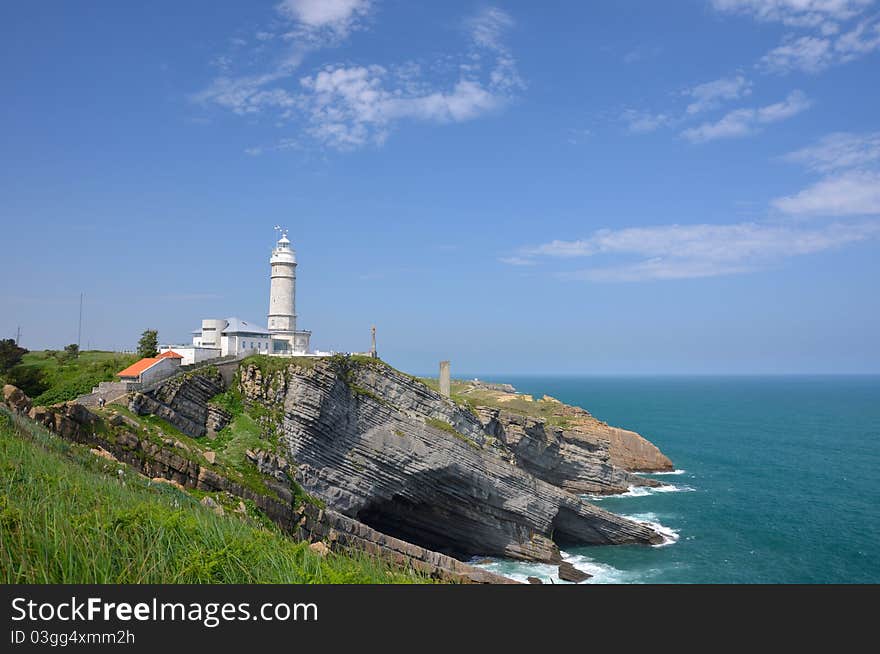 Panoramic view of the Lighthouse of Cabo Mayor in Santander