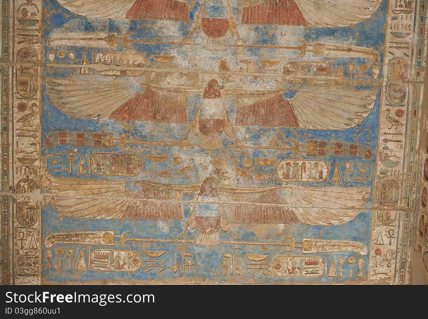 Egyptian Hieroglyphics On A Temple Wall