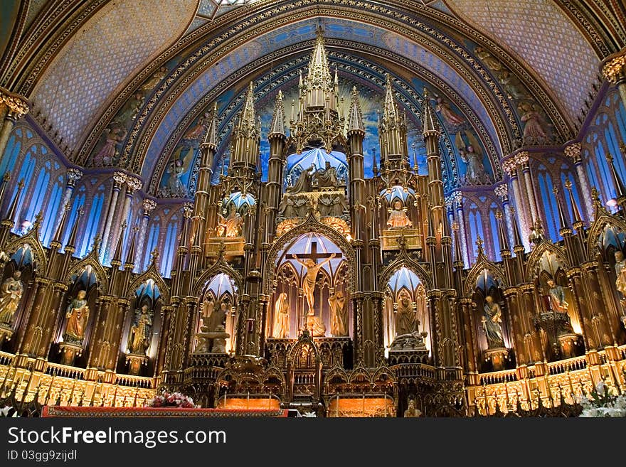 An interior of Notre-Dame Basilica of Montreal. An interior of Notre-Dame Basilica of Montreal