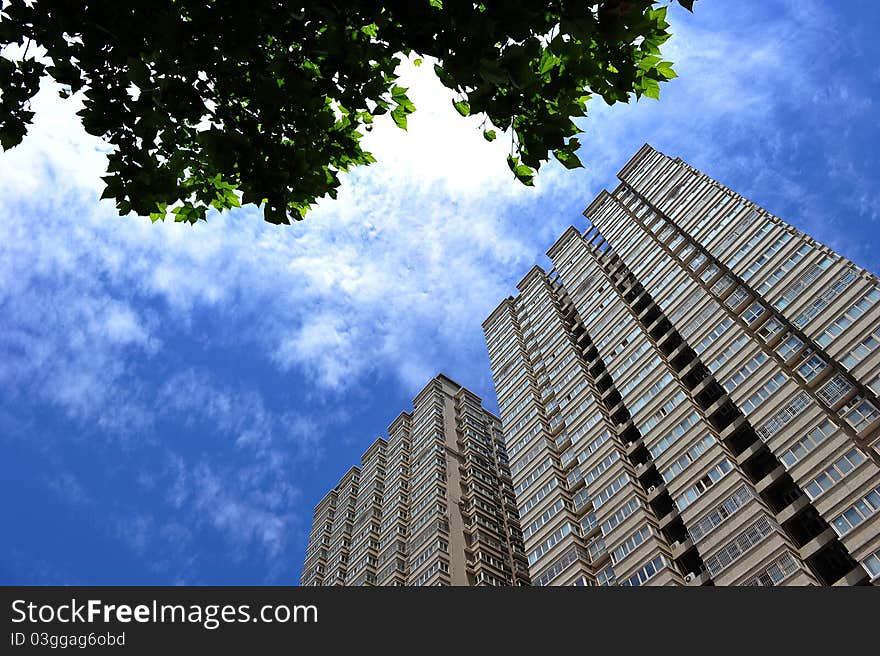 High buildings on the blue sky backgroud.China. High buildings on the blue sky backgroud.China.