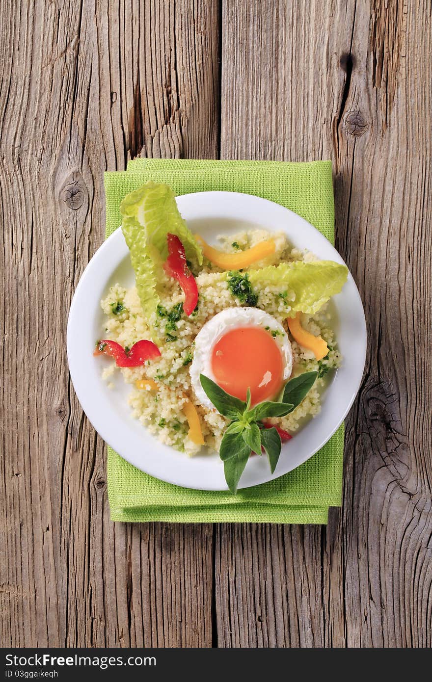 Couscous and fried egg