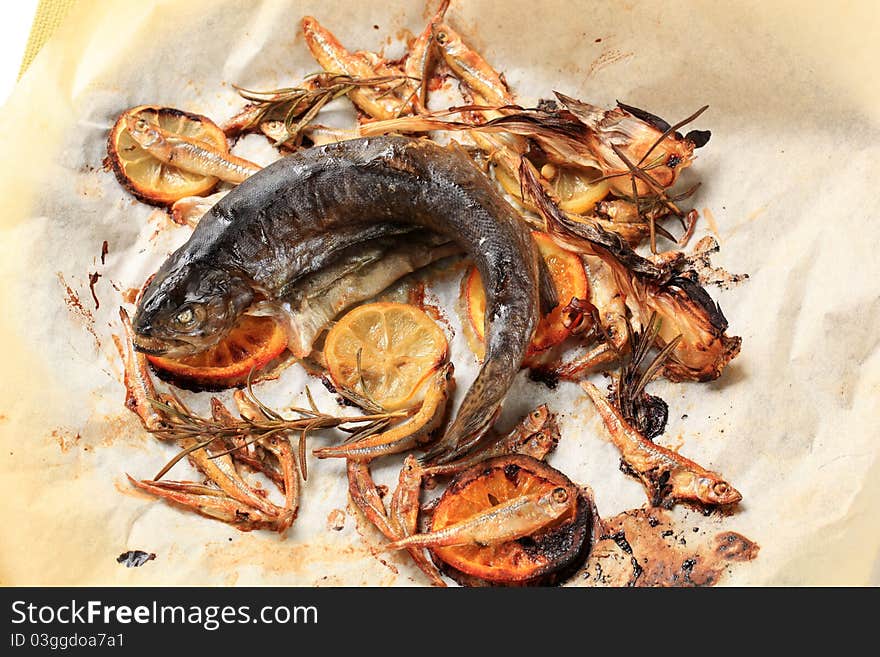 Fried trout and anchovies