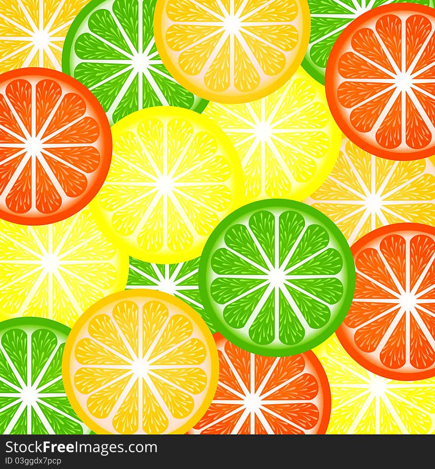 Background from different kinds of citrus. A illustration. Background from different kinds of citrus. A illustration