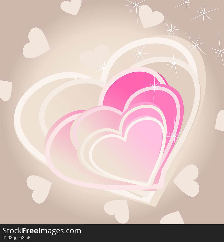 Pink heart on a grey background. A  illustration. Pink heart on a grey background. A  illustration