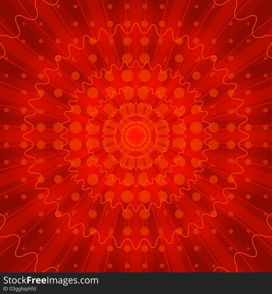 Abstract color pattern, lines and curves on the red background. Abstract color pattern, lines and curves on the red background