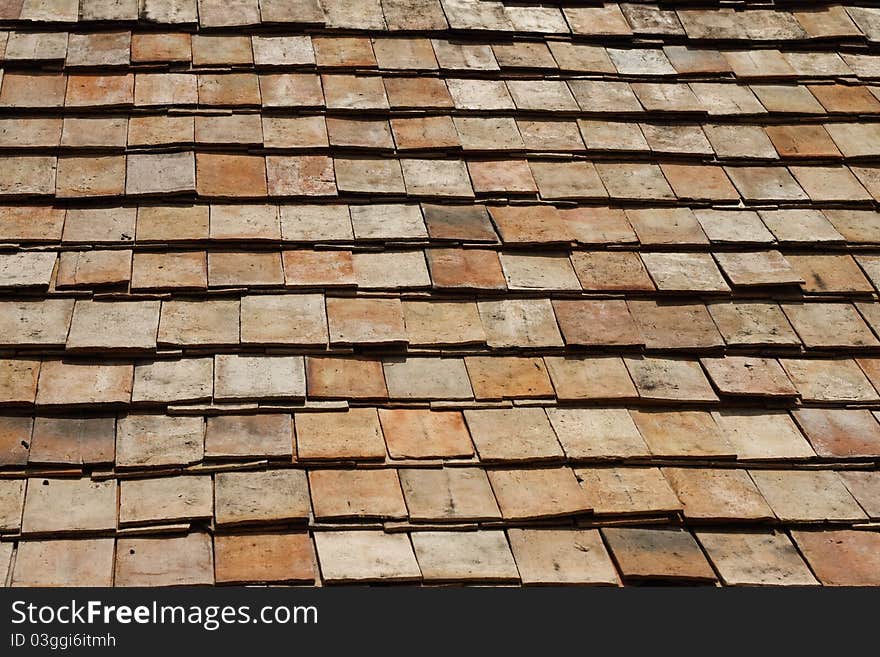 Earthenware roof in Thailand older temple