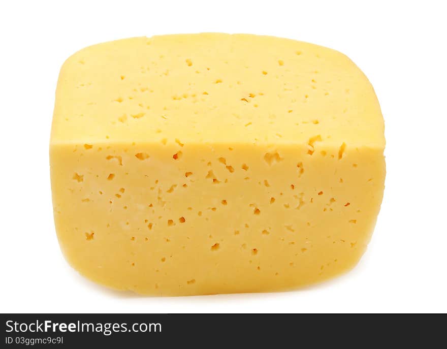 Piece of cheese isolated on a white background