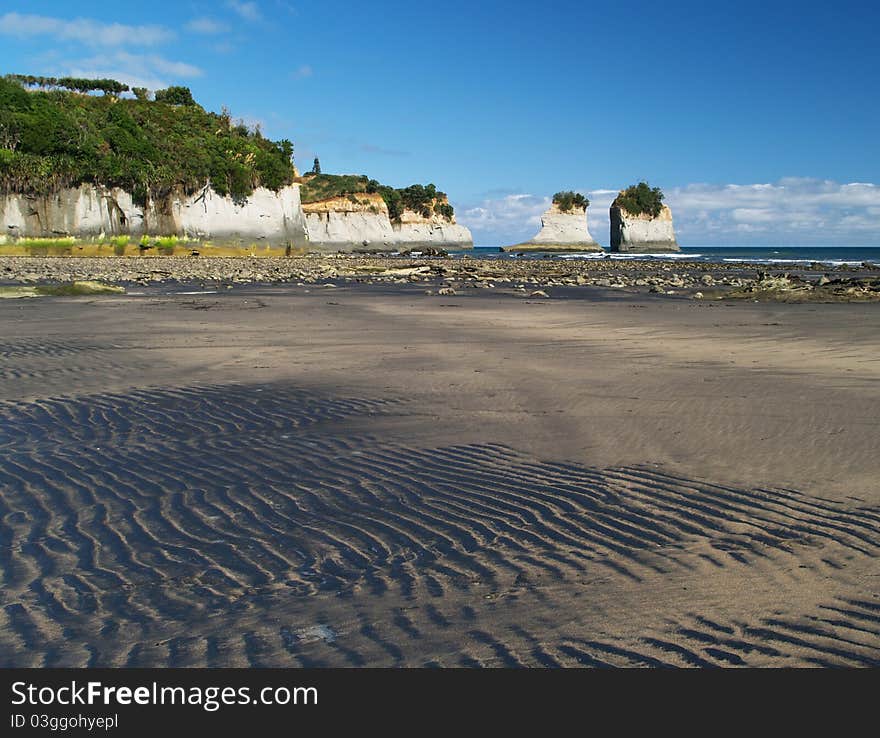 Rock formation and the beach