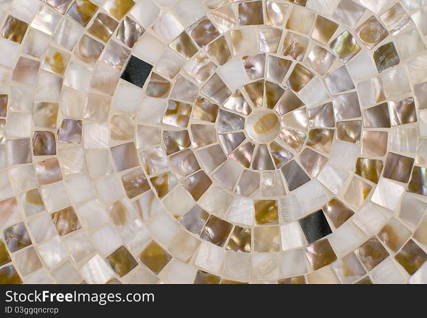 Concentric mosaic background made by ceramic stones