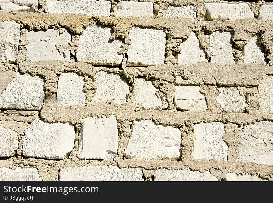 Old white bricks wall background and texture