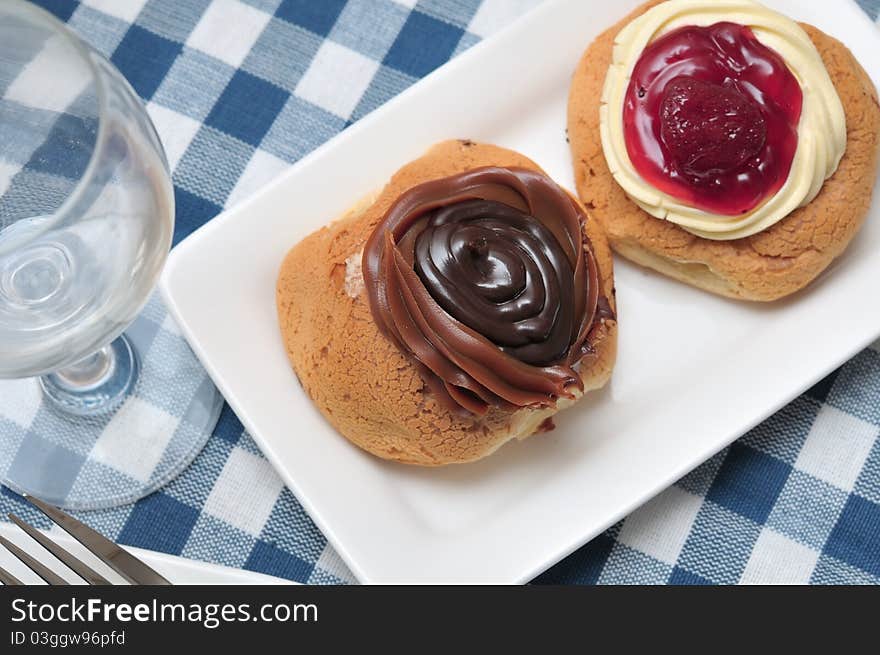 Colorful and delicious cream muffins