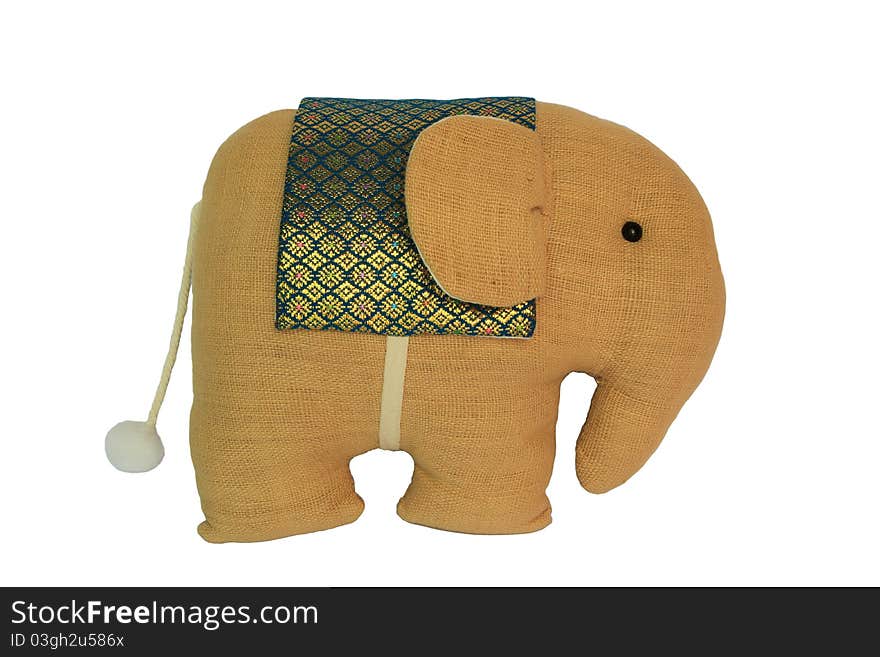 Thai style elephant cloth doll isolated on white background