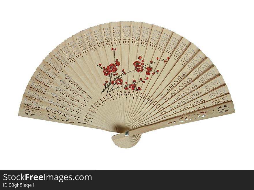 Chinese traditional folding fan on white background