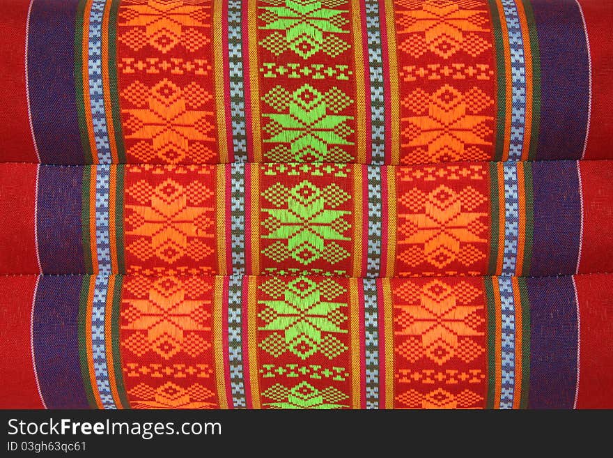 Texture Of Thai Style Textile On Pillow