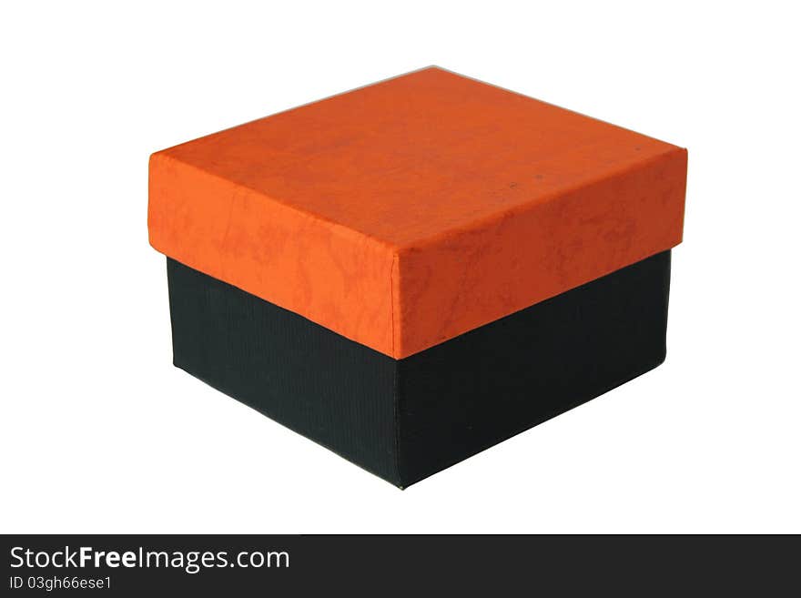 Orange-brown Cardboard box on a white background