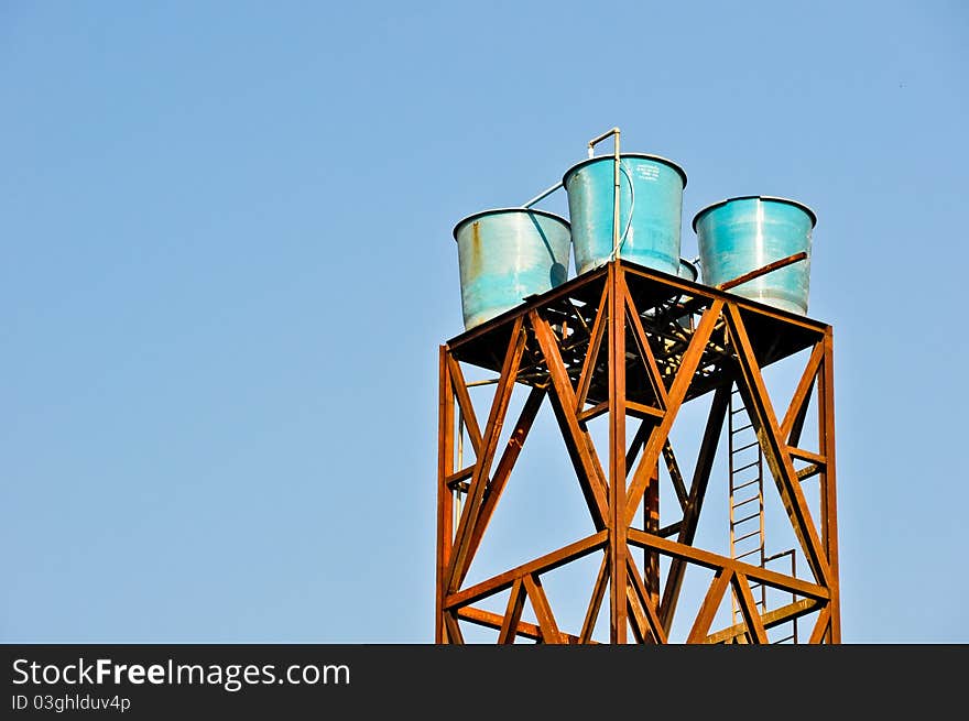 Water Tank Tower on blue sky