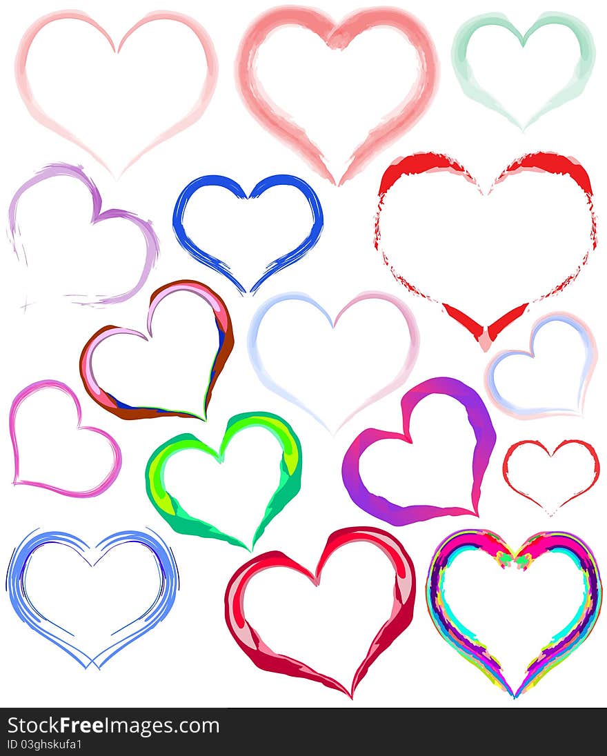 Painted Colorful Hearts