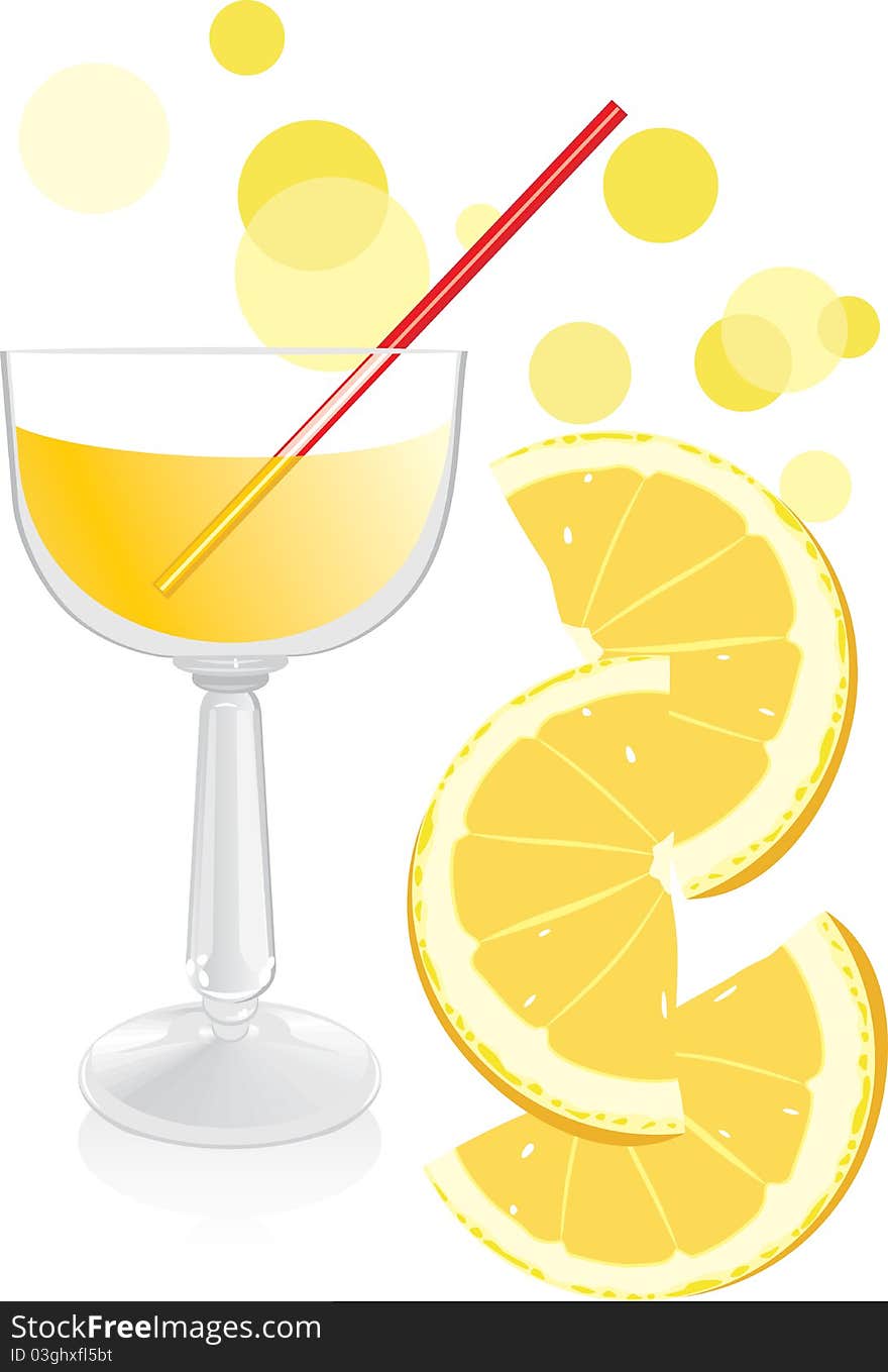 Glass with juice and pieces of orange