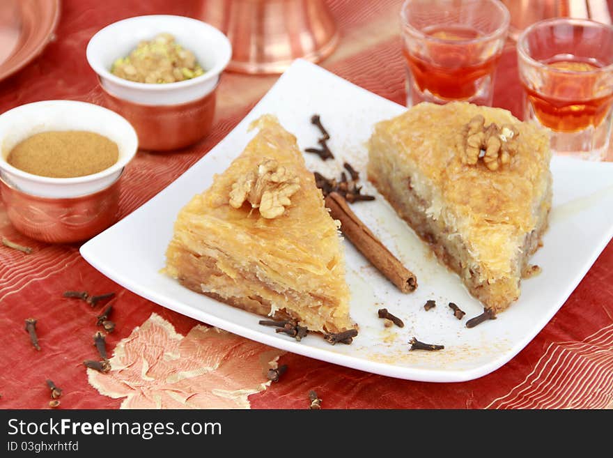 Traditional oriental dessert with syrup. Traditional oriental dessert with syrup