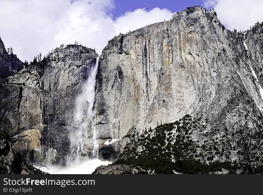 Waterfalls at Yosemite National Park in winter