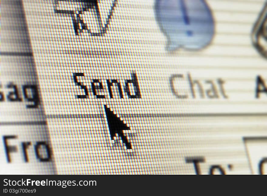 Close up of the word send on computer screen