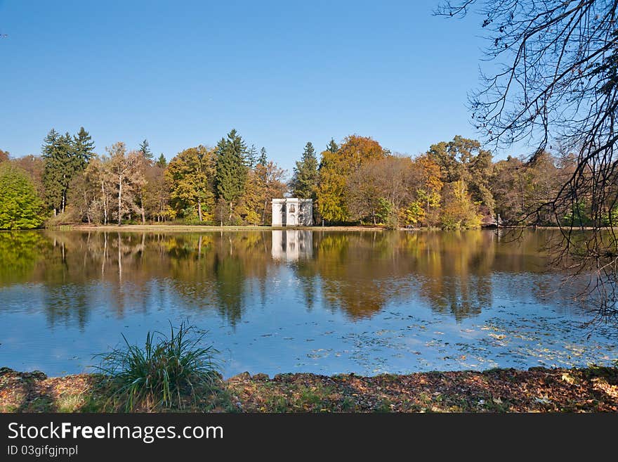 Pond in the famous Nymphenburg park in Munich