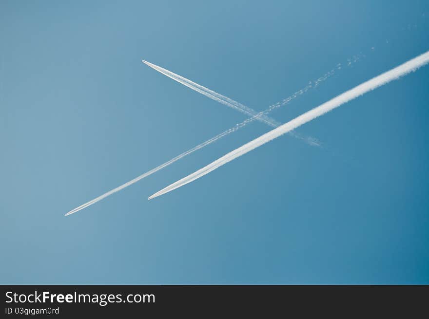 Aircraft in the blue sky