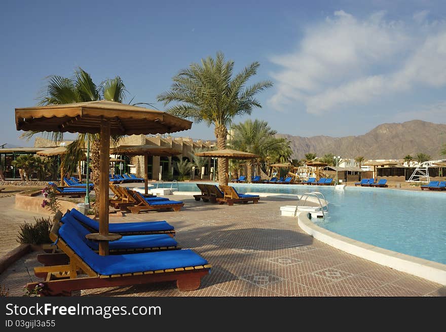 Luxury resort pool at Sinai coast, Egypt. Luxury resort pool at Sinai coast, Egypt.