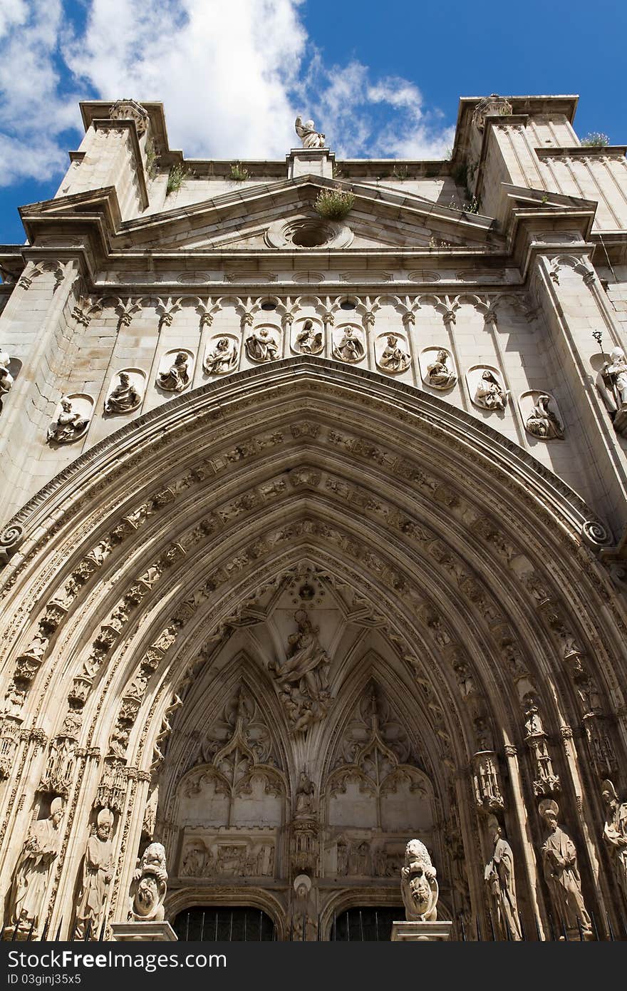 View of Toledo's Cathedral entrance. Spain