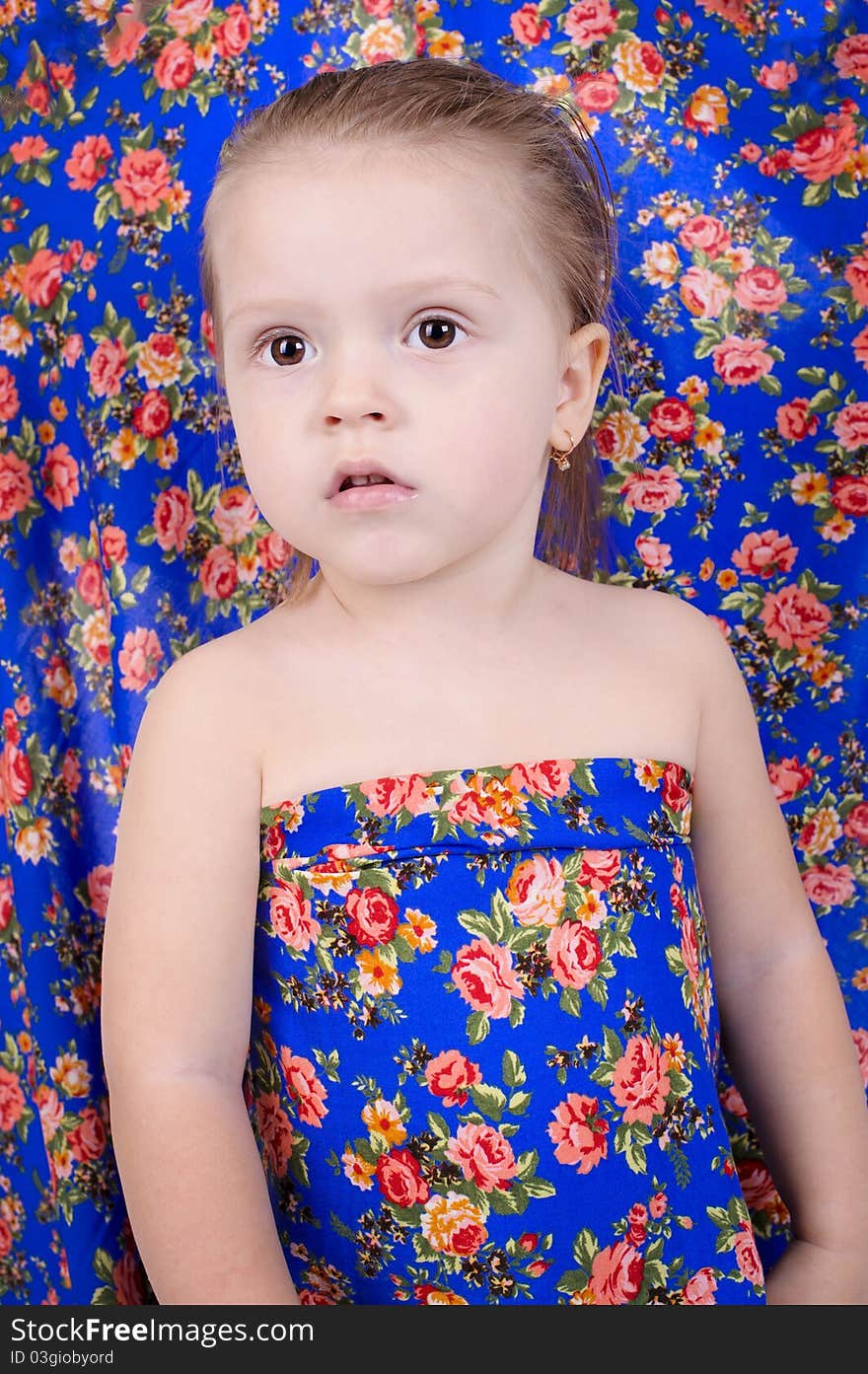 Portrait of a young girl on a bright color background. Portrait of a young girl on a bright color background