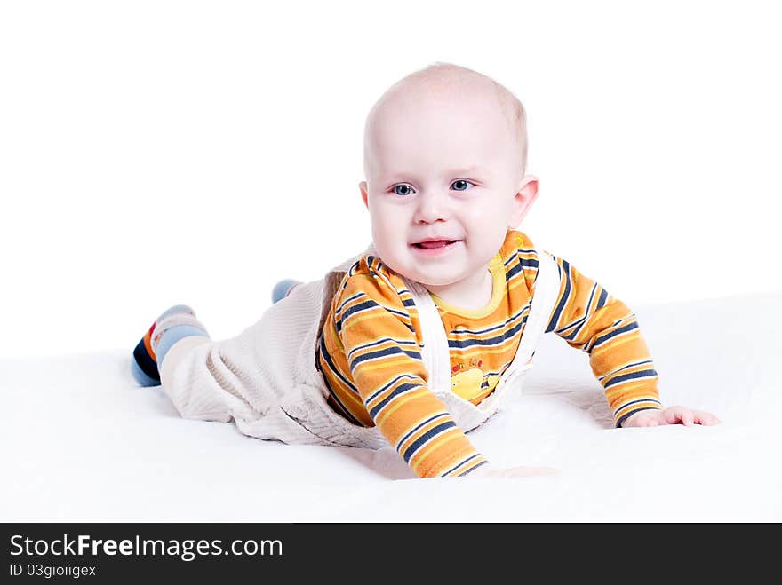 Studio portrait of cute, smiling baby