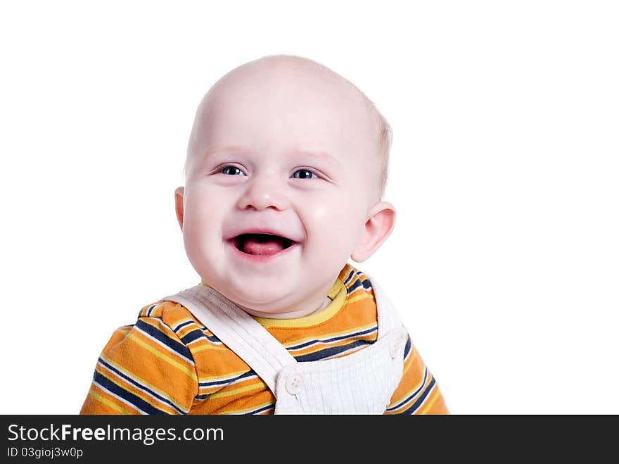 Portrait of a smiling baby isolated on white background