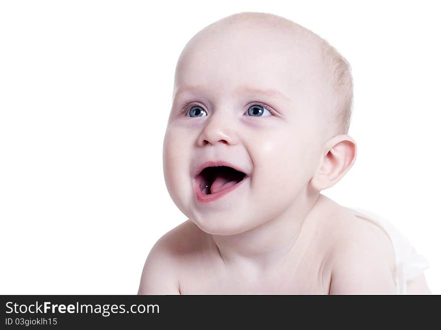 Portrait of a smiling baby isolated on white background. Portrait of a smiling baby isolated on white background