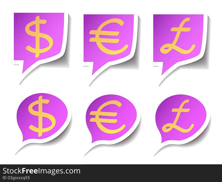 Speech bubbles with symbol money