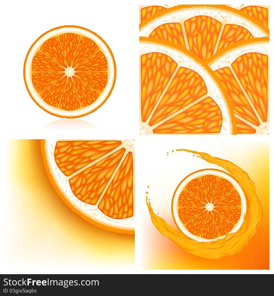 Set of backgrounds with oranges