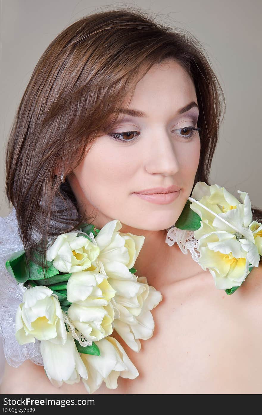 Beautiful young woman with flower. Beautiful young woman with flower