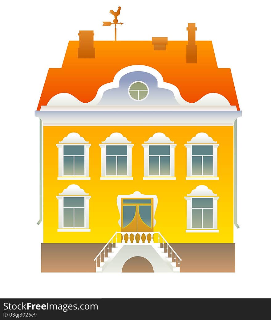 Vintage house on white background. Vintage house on white background.