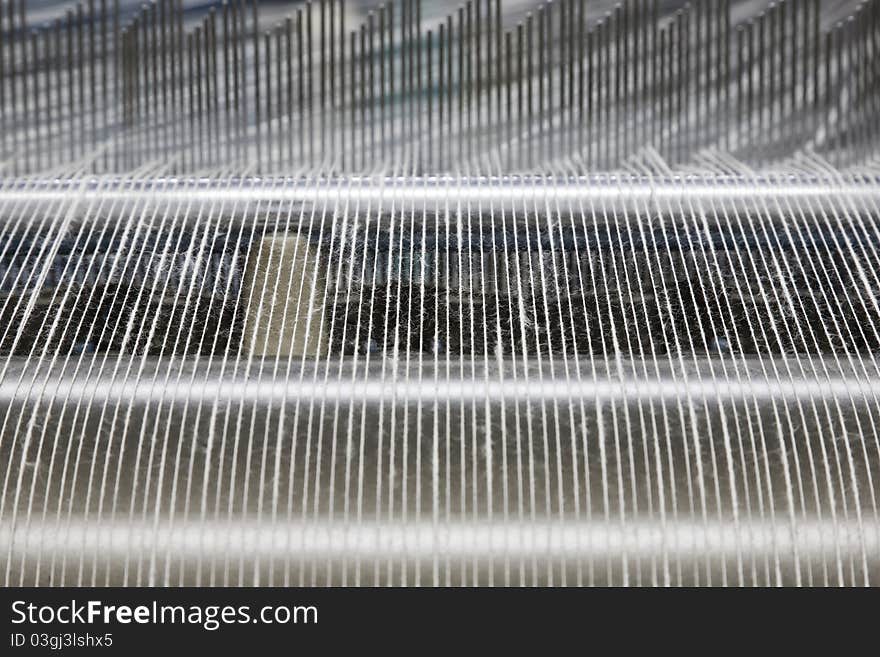 Warping machine in a textile weaving factory