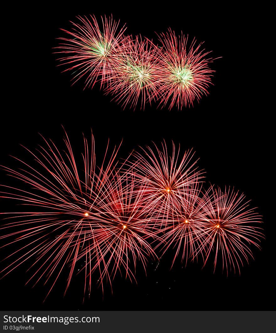 Fireworks selection on black background