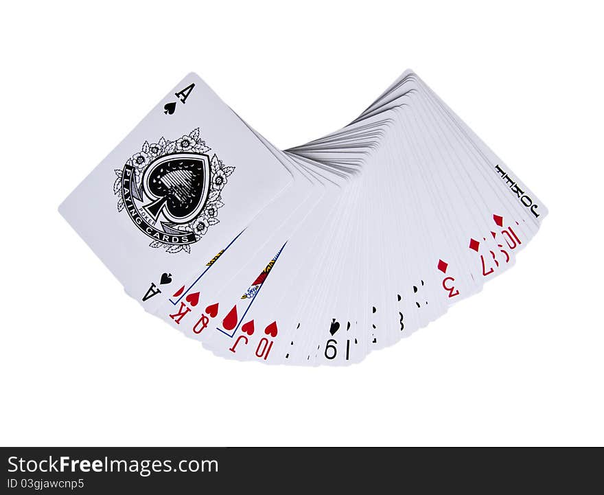 Log of playing-cards on a white background