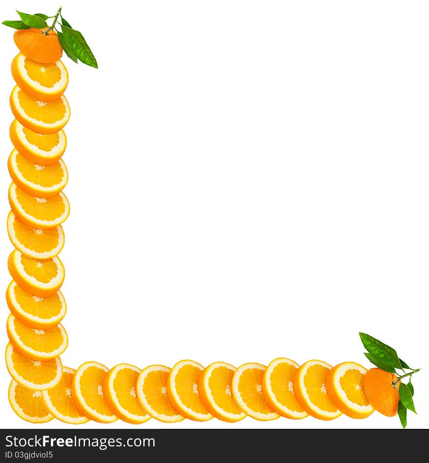 Orange making a border isolated on a white background