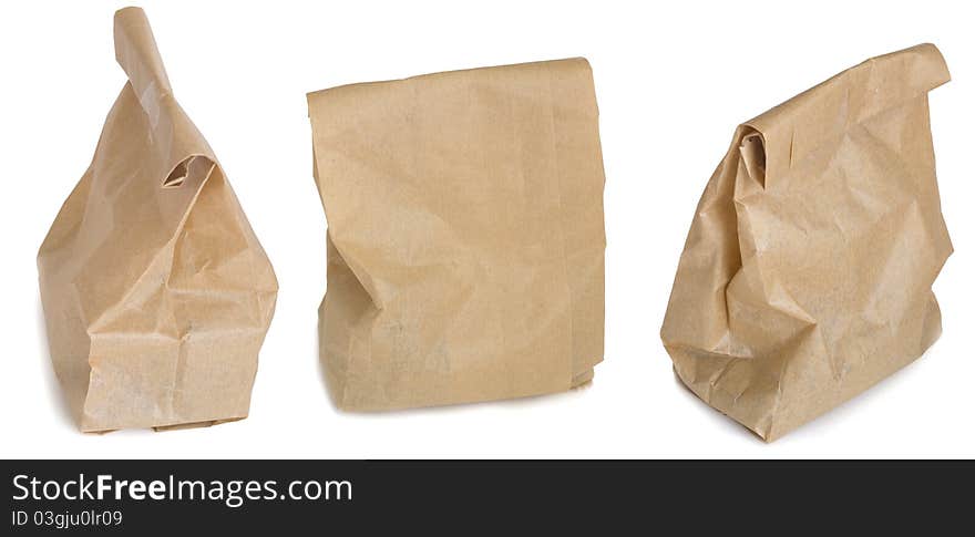 Tree brown paper bag over white background. Tree brown paper bag over white background