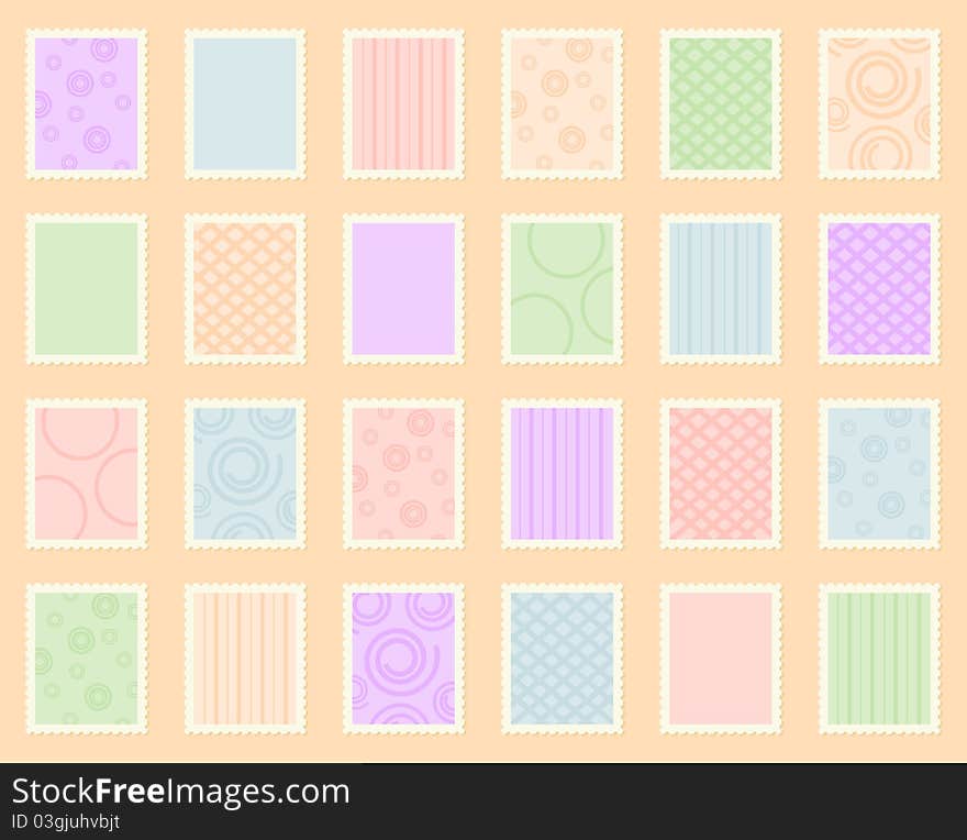 The stamps collection of the different colors