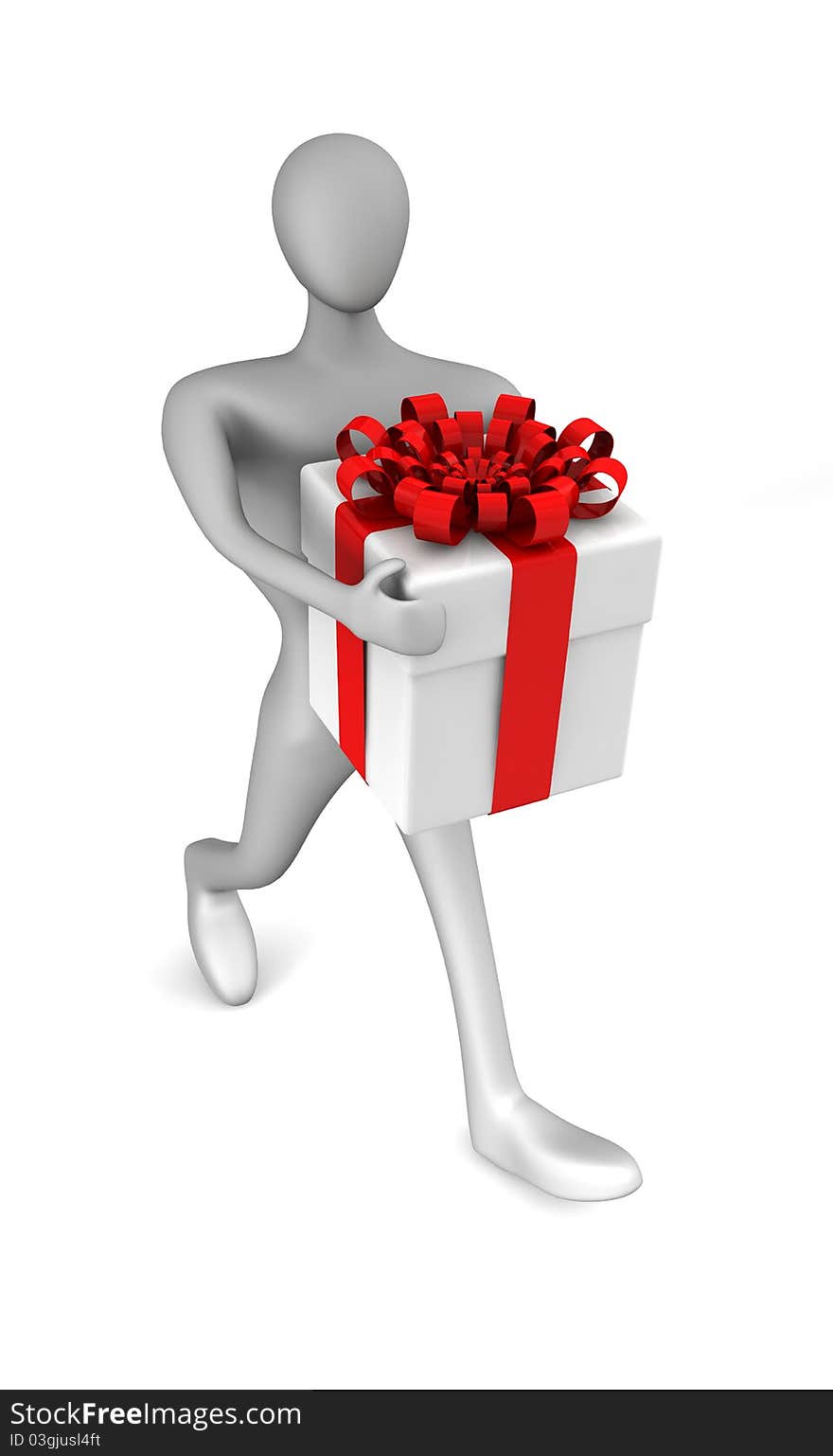 Person with a gift box isolated over white