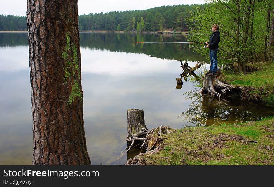 Boy fishing